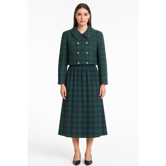 Cullinane Dresses & Skirts - Vintage Cullinane Quilted Plaid Jacket & Skirt Set preppy Made in USA medium